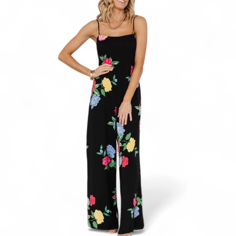 Baltic Born Brooklyn‎ Wide Leg Jumpsuit Tropical Floral Large NWT